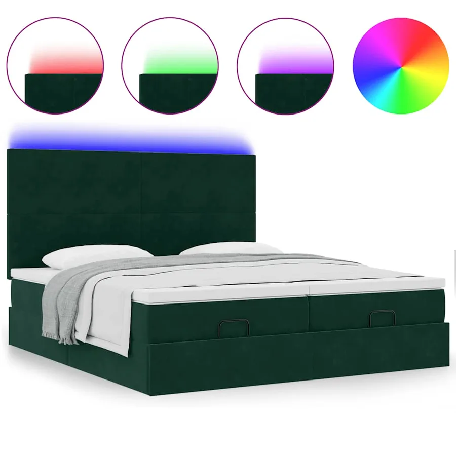 Cadre de lit ottoman avec matelas vert foncé 160x200 cm velours - 5