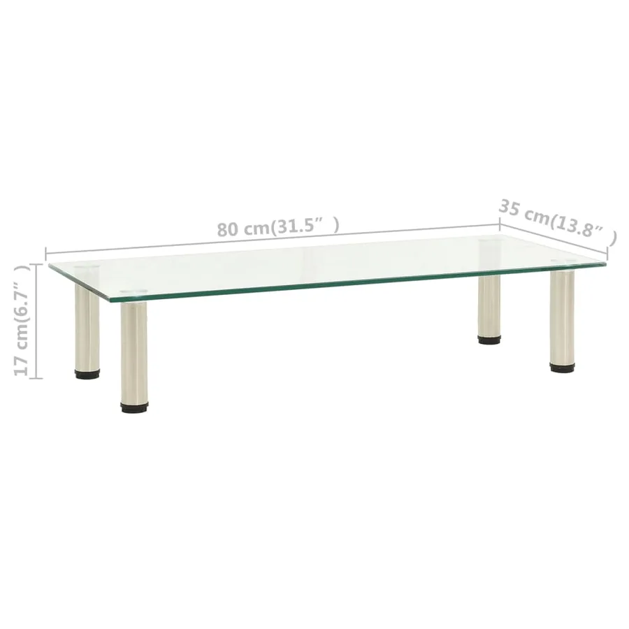 Meuble TV Transparent 80x35x17 cm Verre trempé - 5