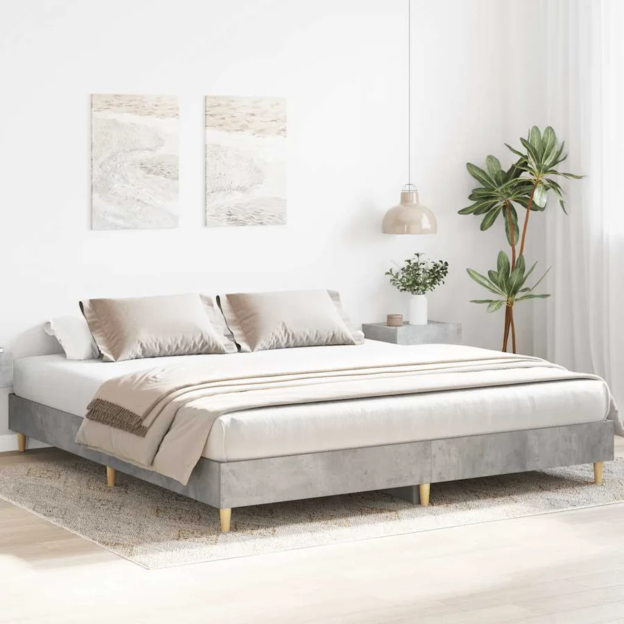 Cadre de lit sans matelas gris béton 180x200 cm bois ingénierie - 3