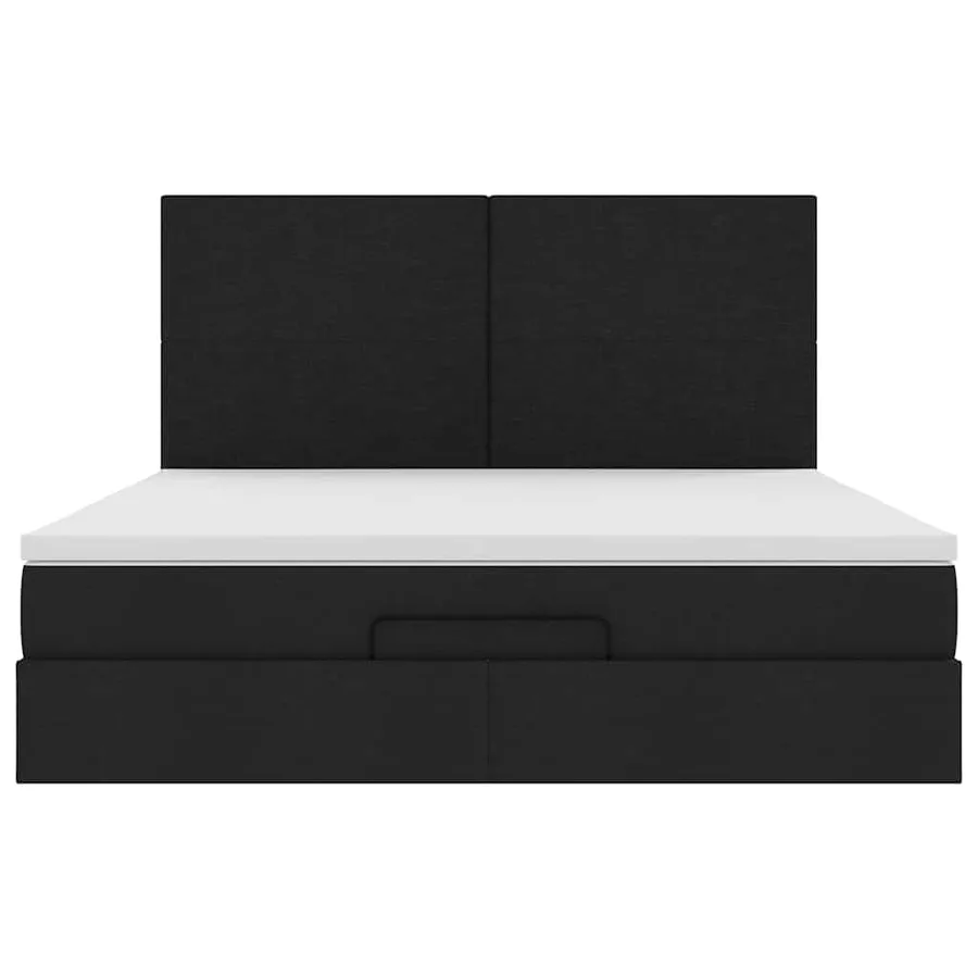 Cadre de lit ottoman avec matelas noir 160x200 cm tissu - 7
