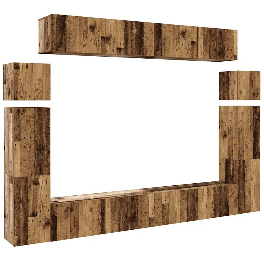 Ensemble de meuble TV mural 8 pcs vieux bois bois d'ingénierie - 2