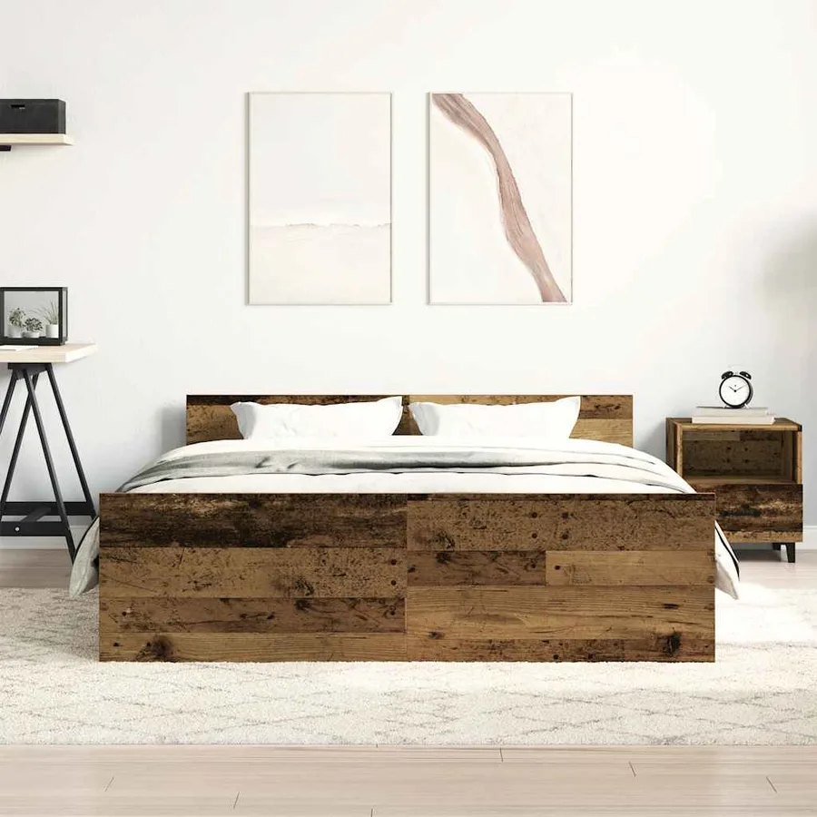 Cadre de lit sans matelas vieux bois 120x200 cm bois ingénierie - 3