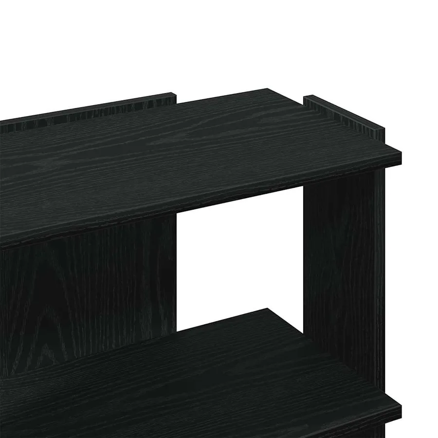 Bibliothèque à 3 niveaux noir 60x30x60 cm bois d'ingénierie - 7