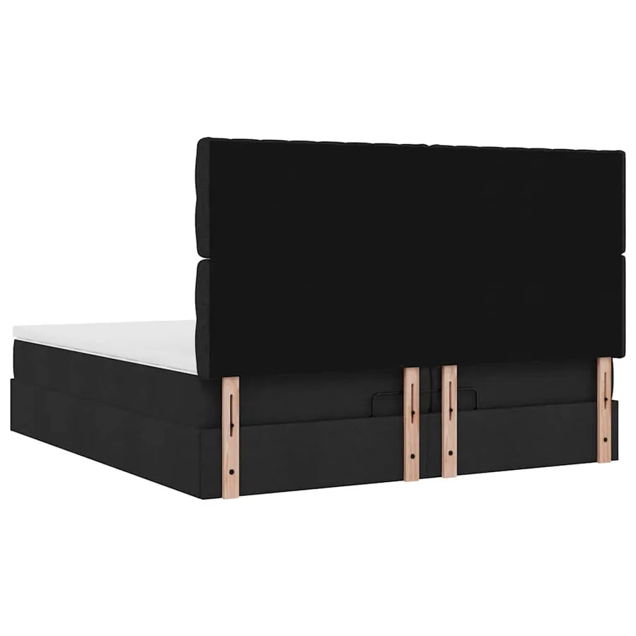 Cadre de lit ottoman avec matelas noir 200x200cm tissu - 11