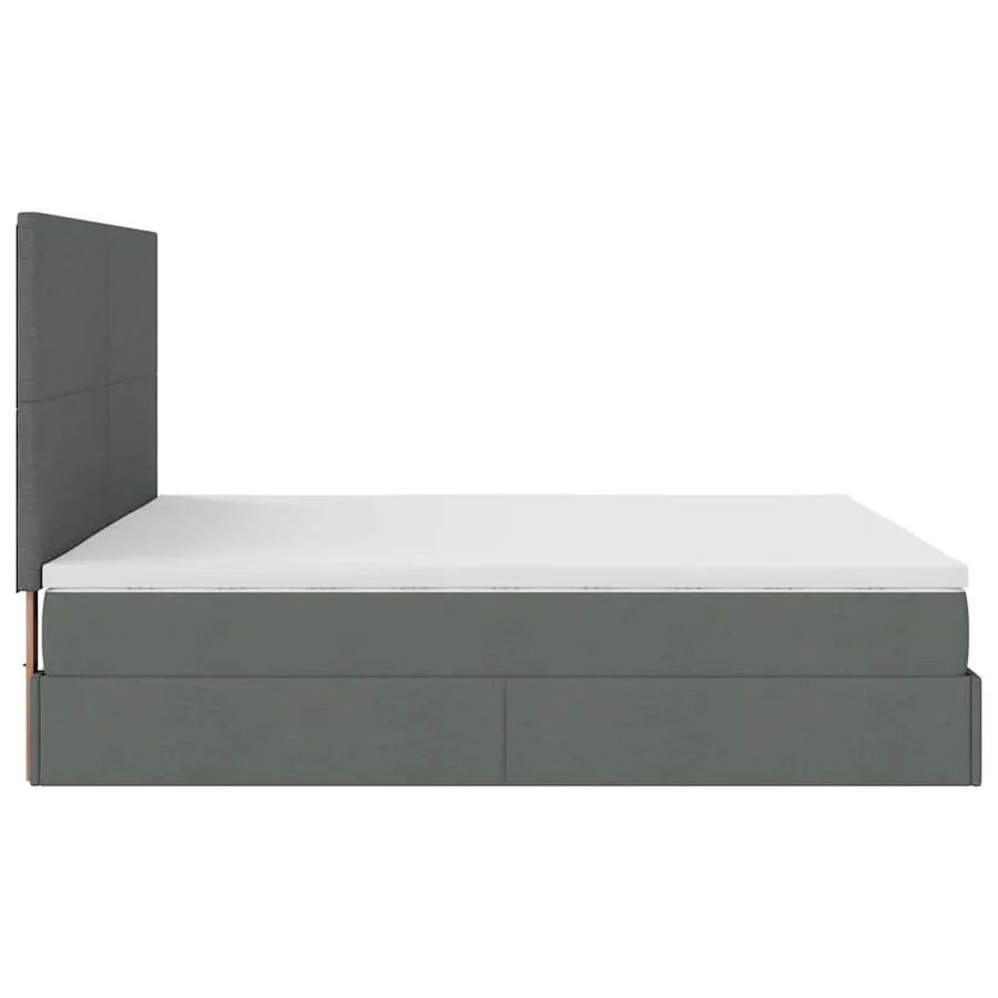 Cadre de lit ottoman avec matelas gris foncé 200x200cm tissu - 10