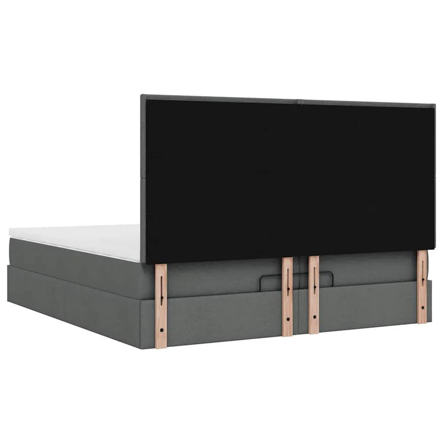 Cadre de lit ottoman avec matelas gris foncé 200x200cm tissu - 11