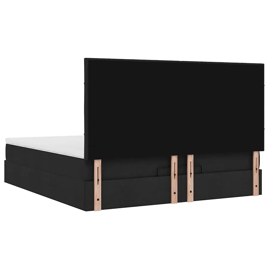 Cadre de lit ottoman avec matelas noir 180x200 cm tissu - 11