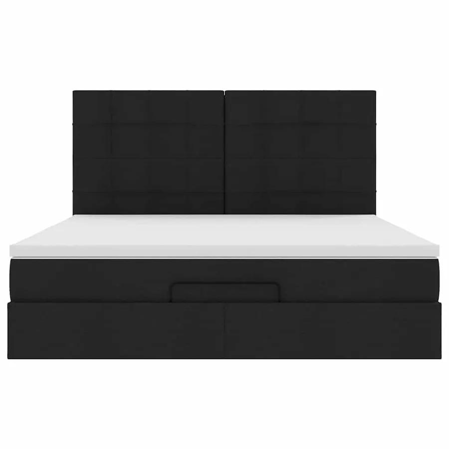 Cadre de lit ottoman avec matelas noir 180x200 cm tissu - 7