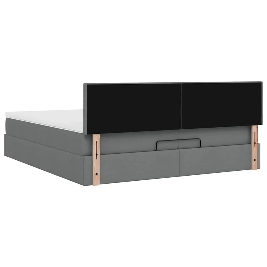 Cadre de lit ottoman avec matelas gris foncé 200x200 cm tissu - 11