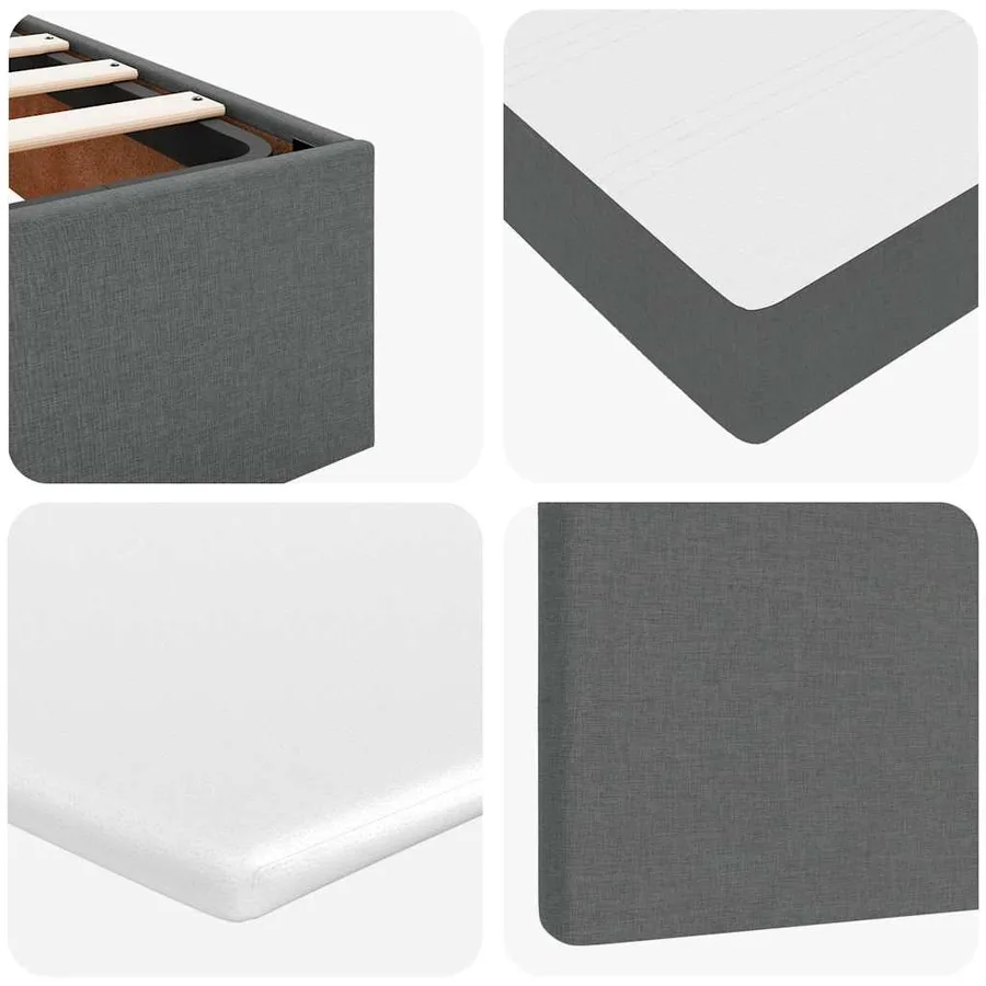 Cadre de lit ottoman avec matelas gris foncé 200x200cm tissu - 16