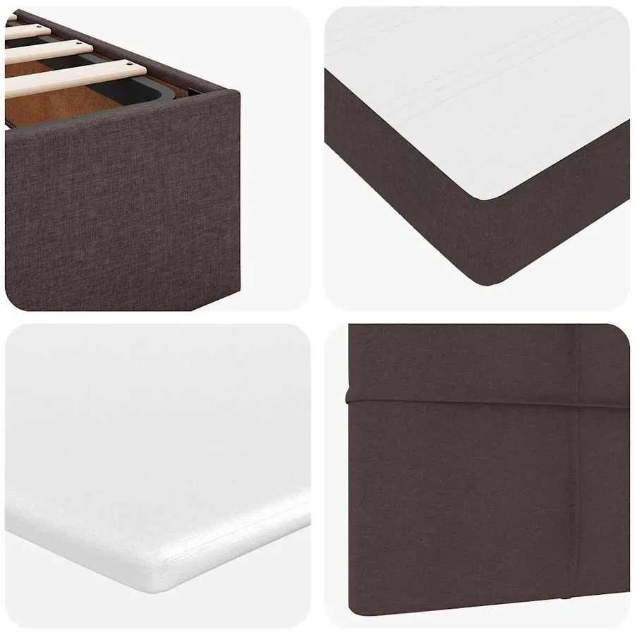 Cadre de lit ottoman avec matelas marron foncé 180x200 cm tissu - 14