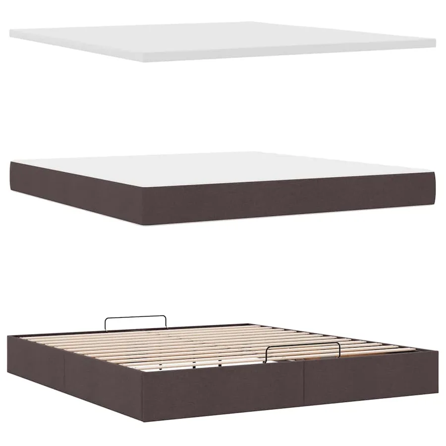 Cadre de lit ottoman avec matelas marron foncé 180x200 cm tissu - 8