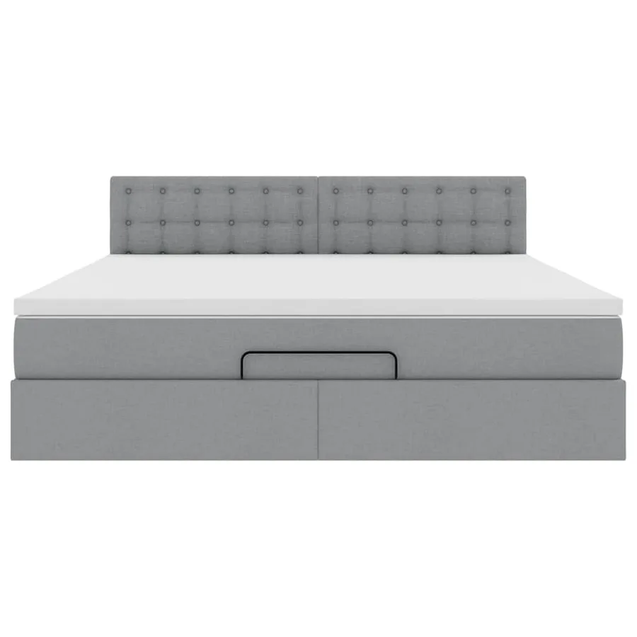 Cadre de lit ottoman et matelas gris clair 180x200 cm tissu - 7