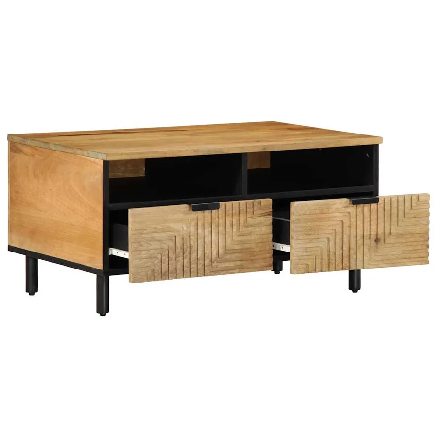 Table basse marron 80x54x40 cm bois massif de manguier - 2
