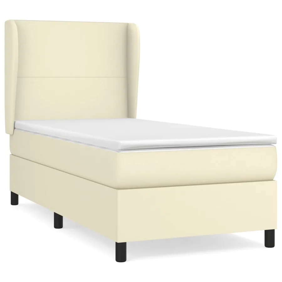Sommier à lattes de lit avec matelas Crème 90x190 cm Similicuir - 2
