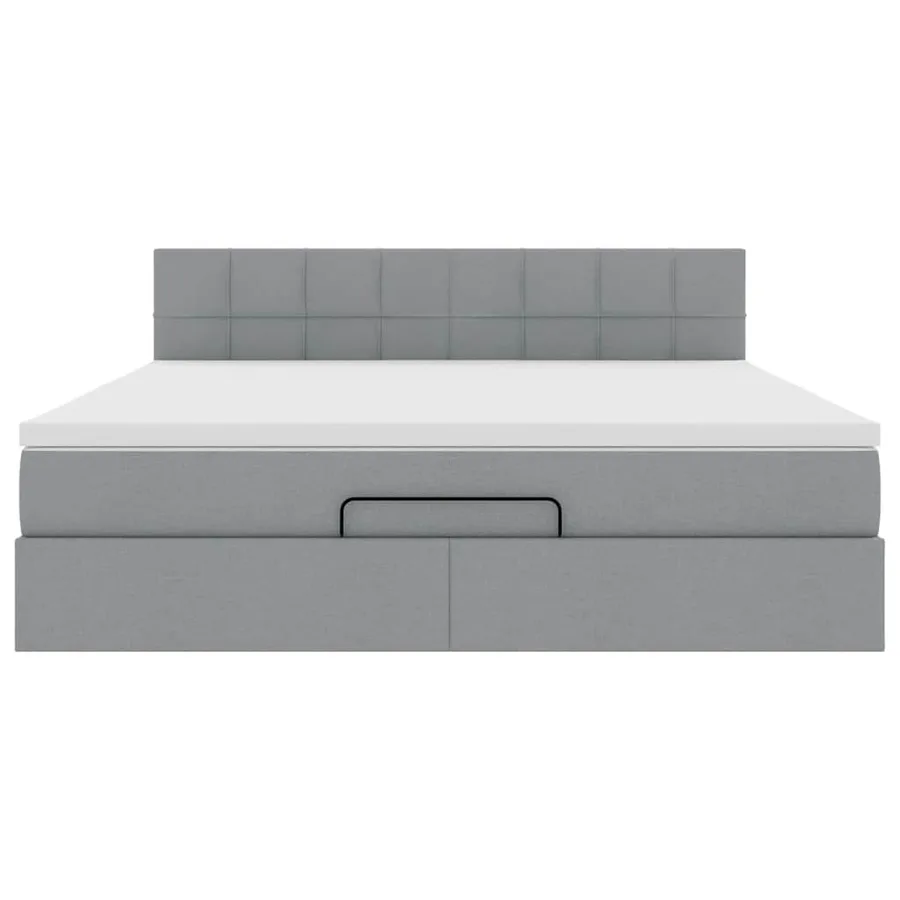 Cadre de lit ottoman et matelas gris clair 180x200 cm tissu - 7