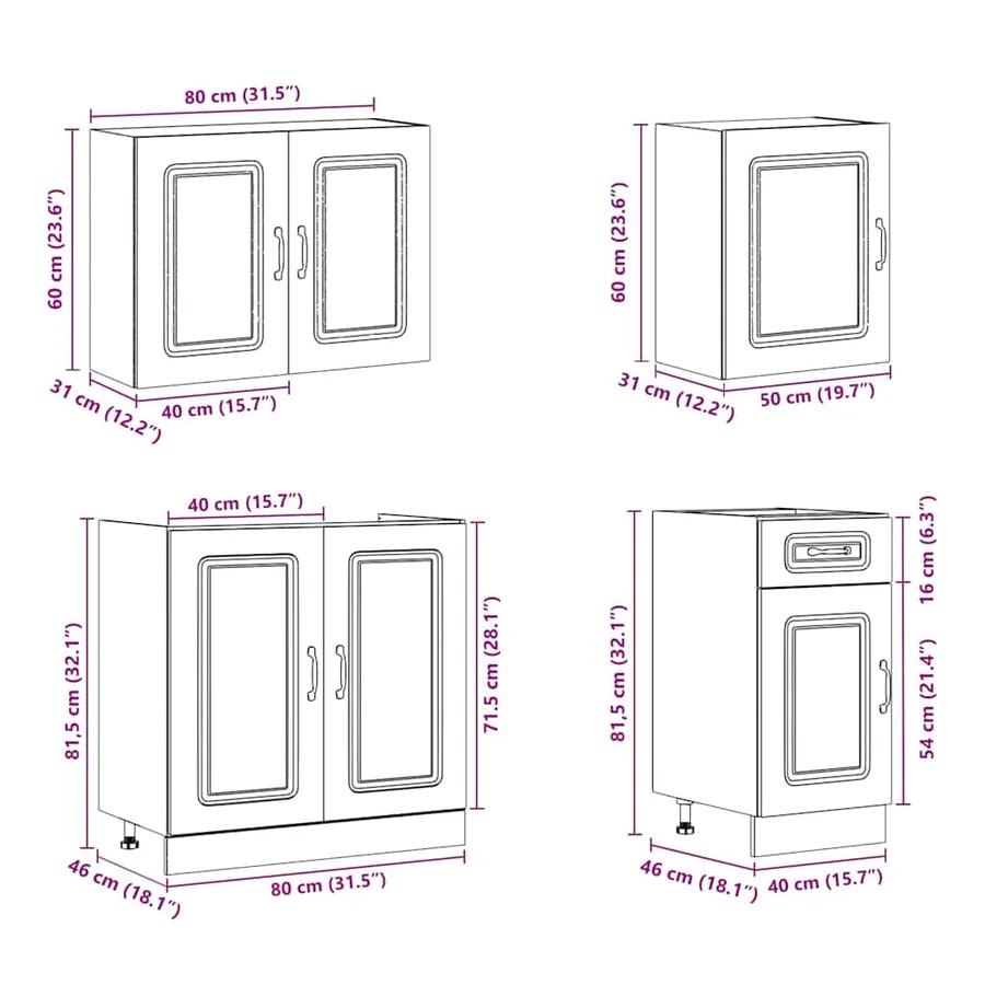 Ensemble d'armoires de cuisine 7 pcs Kalmar bois d'ingénierie - 9