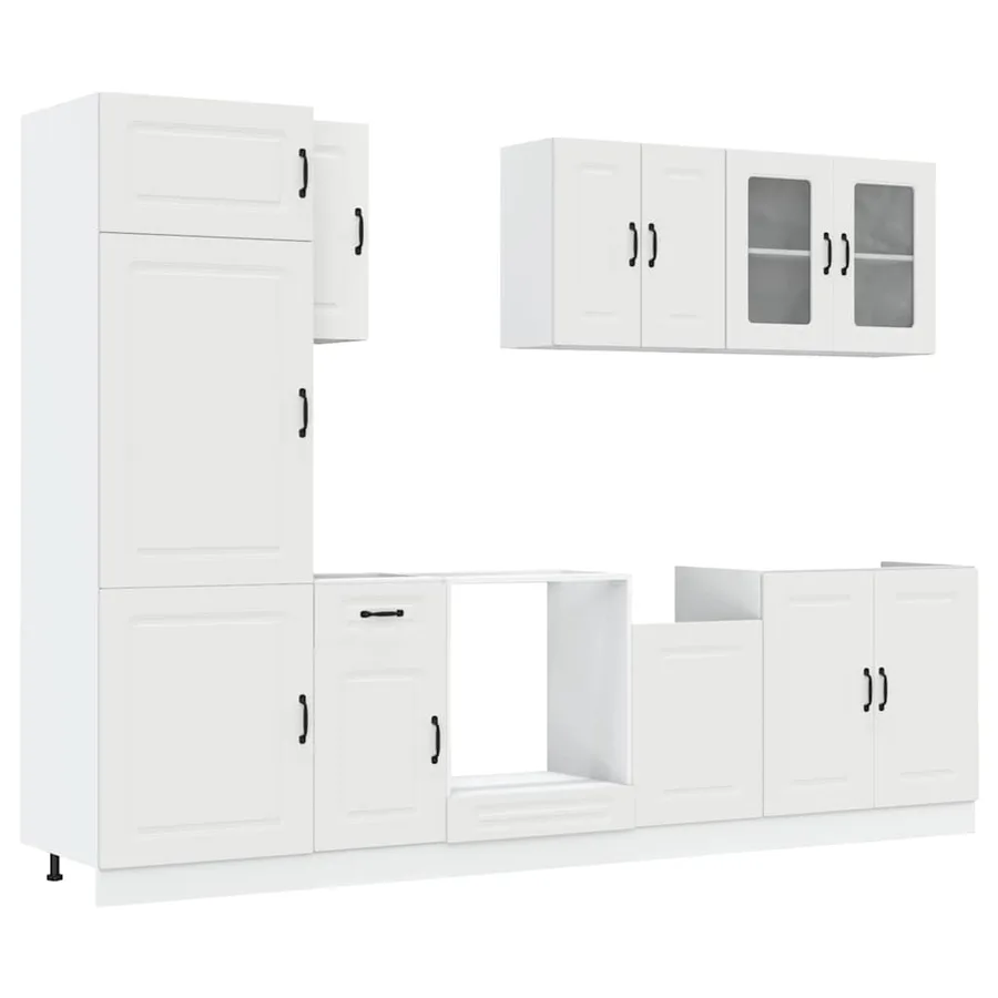 Ensemble d'armoires cuisine 8pcs Kalmar blanc bois d'ingénierie - 2