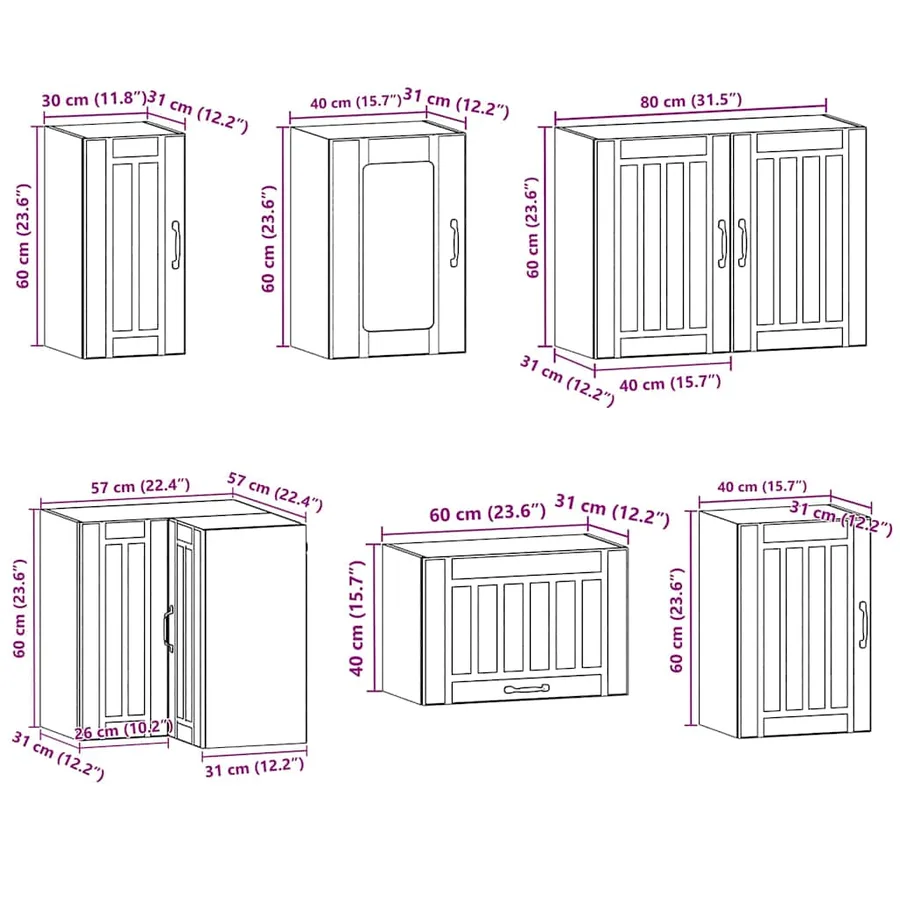 Ensemble d'armoires de cuisine 11 pcs Kalmar bois d'ingénierie - 11