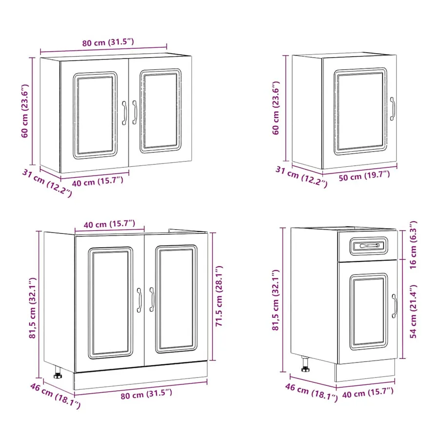 Ensemble d'armoires de cuisine 7 pcs Kalmar bois d'ingénierie - 9