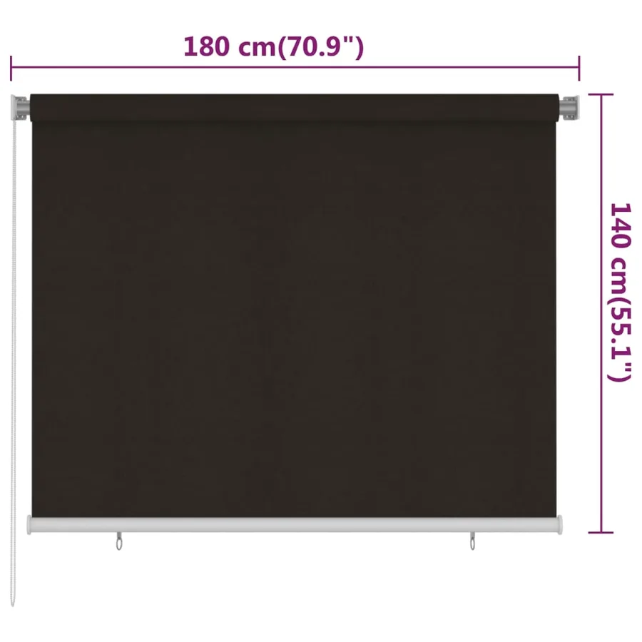Store roulant d'extérieur 185 (l) x 140 (H) cm marron HDPE - 6