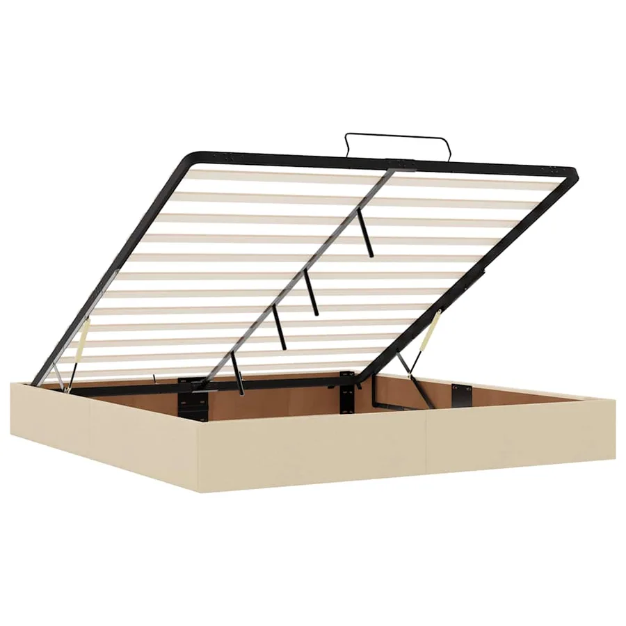 Cadre de lit ottoman sans matelas crème 180x200 cm tissu - 10