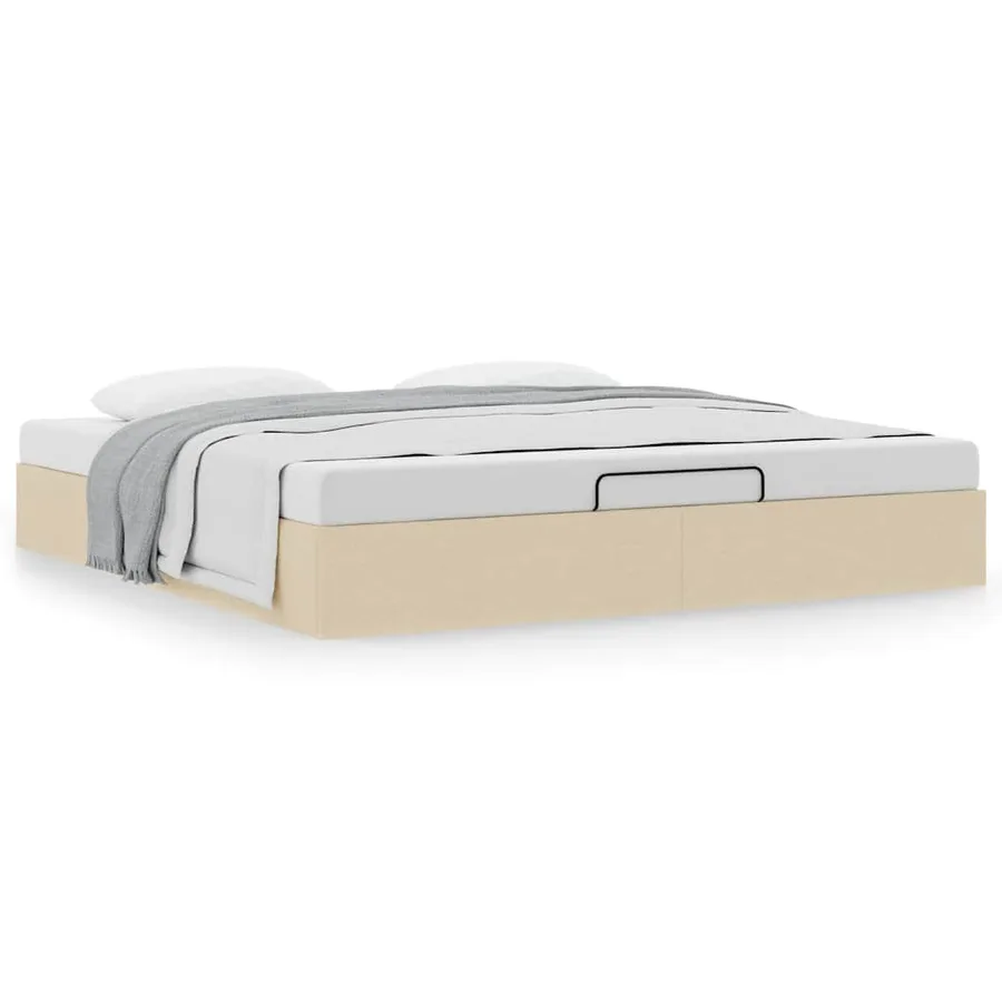 Cadre de lit ottoman sans matelas crème 180x200 cm tissu - 4
