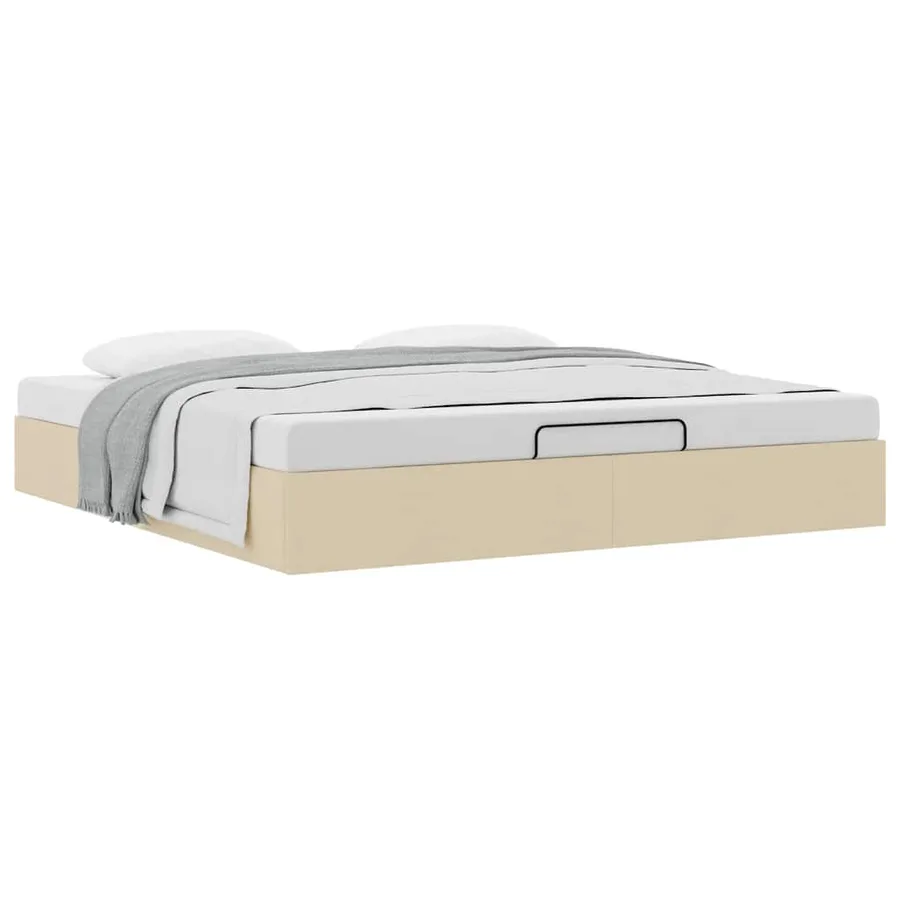 Cadre de lit ottoman sans matelas crème 180x200 cm tissu - 5