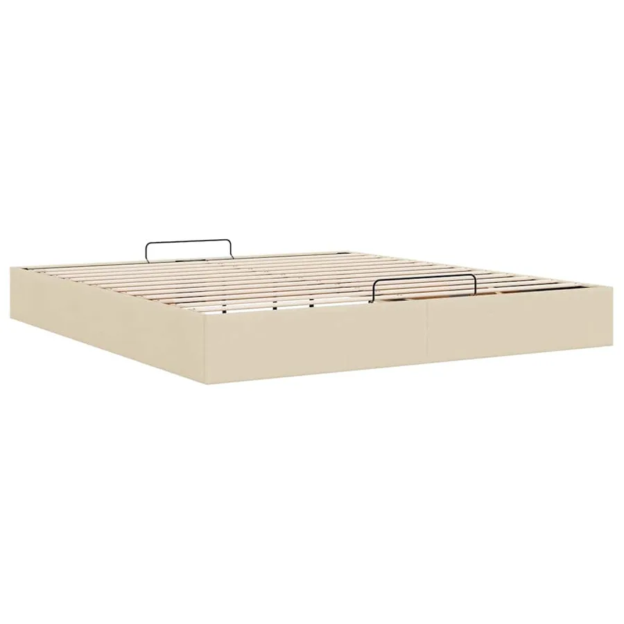 Cadre de lit ottoman sans matelas crème 180x200 cm tissu - 9