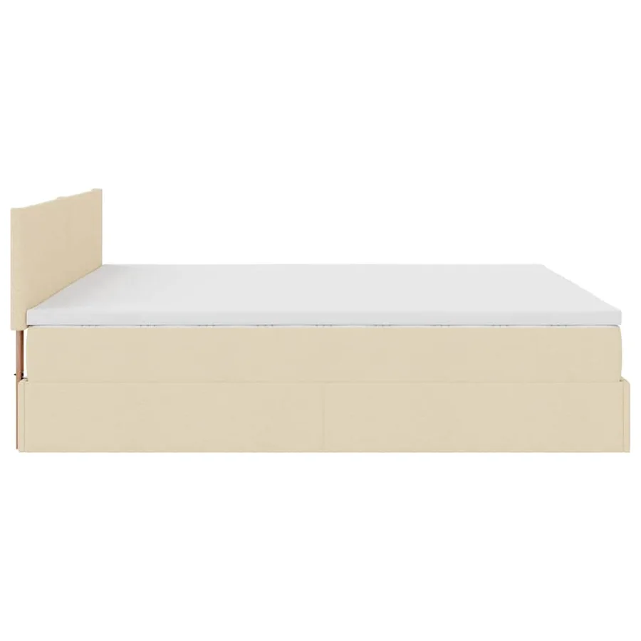 Cadre de lit ottoman avec matelas crème 180x200 cm tissu - 10