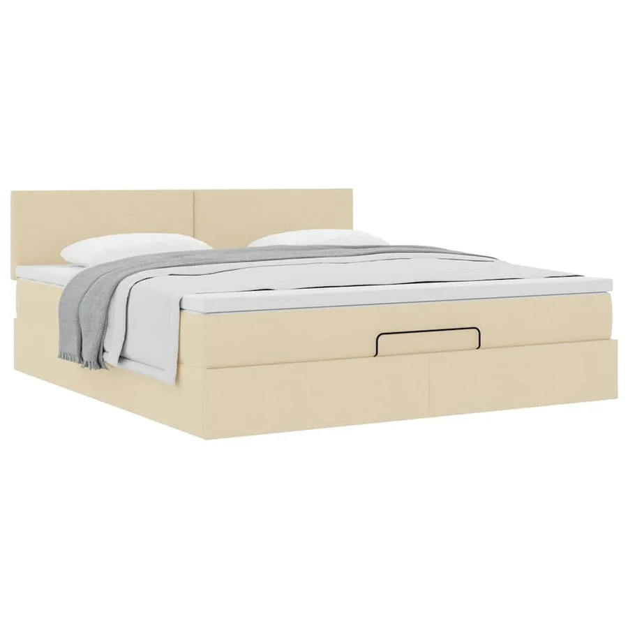 Cadre de lit ottoman avec matelas crème 180x200 cm tissu - 5