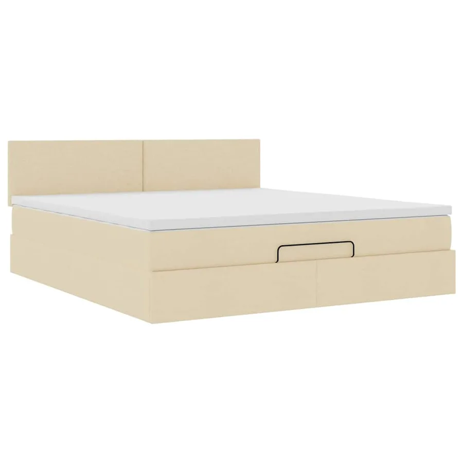 Cadre de lit ottoman avec matelas crème 180x200 cm tissu - 6