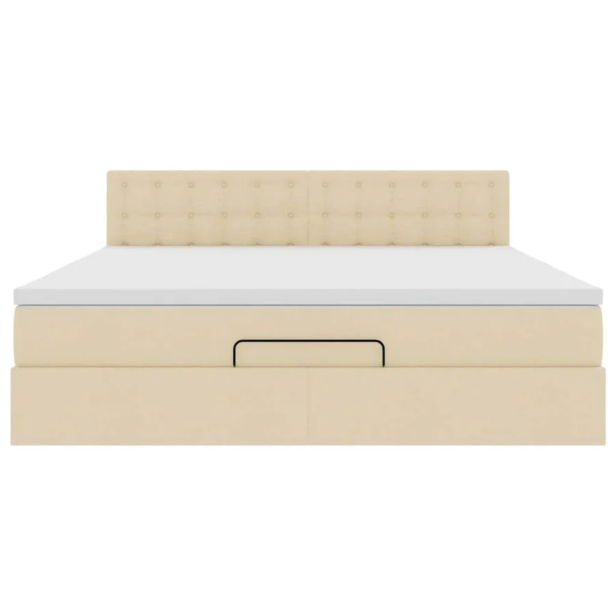 Lit ottoman avec matelas et LED crème 180x200cm tissu - 8