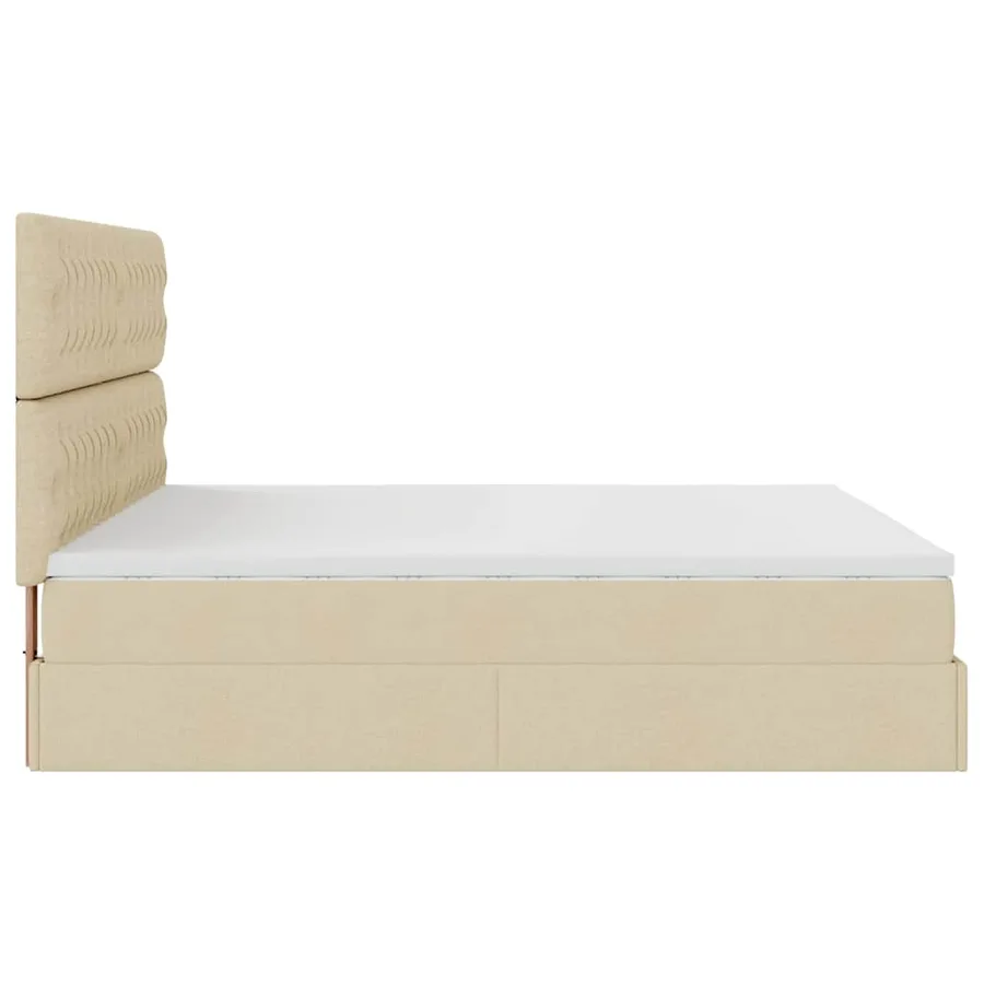 Cadre de lit ottoman avec matelas crème 180x200 cm tissu - 11