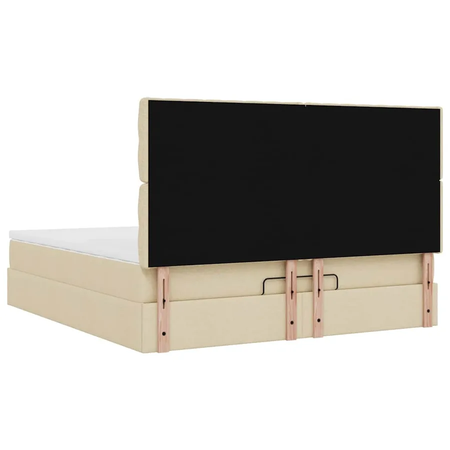 Cadre de lit ottoman avec matelas crème 180x200 cm tissu - 12