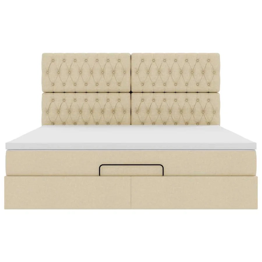 Cadre de lit ottoman avec matelas crème 180x200 cm tissu - 8