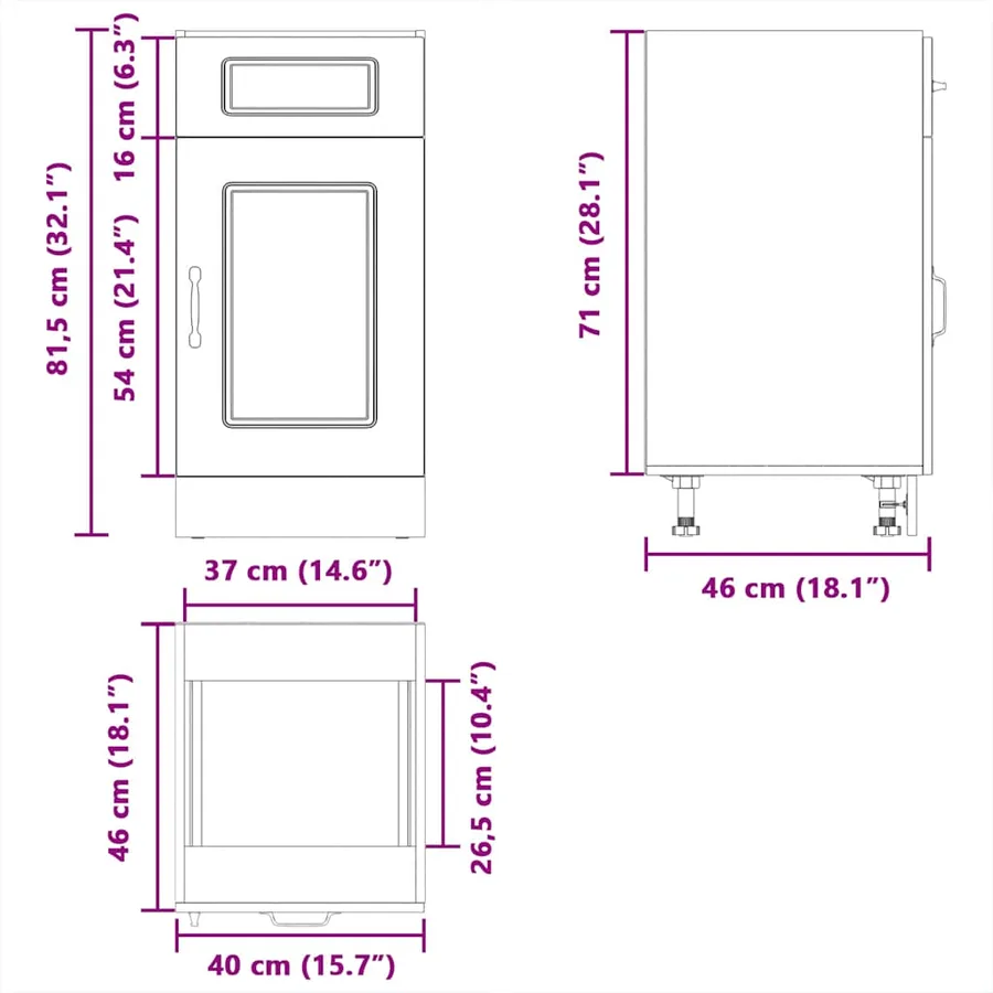 Armoire de cuisine Kalmar chêne marron bois d'ingénierie - 12
