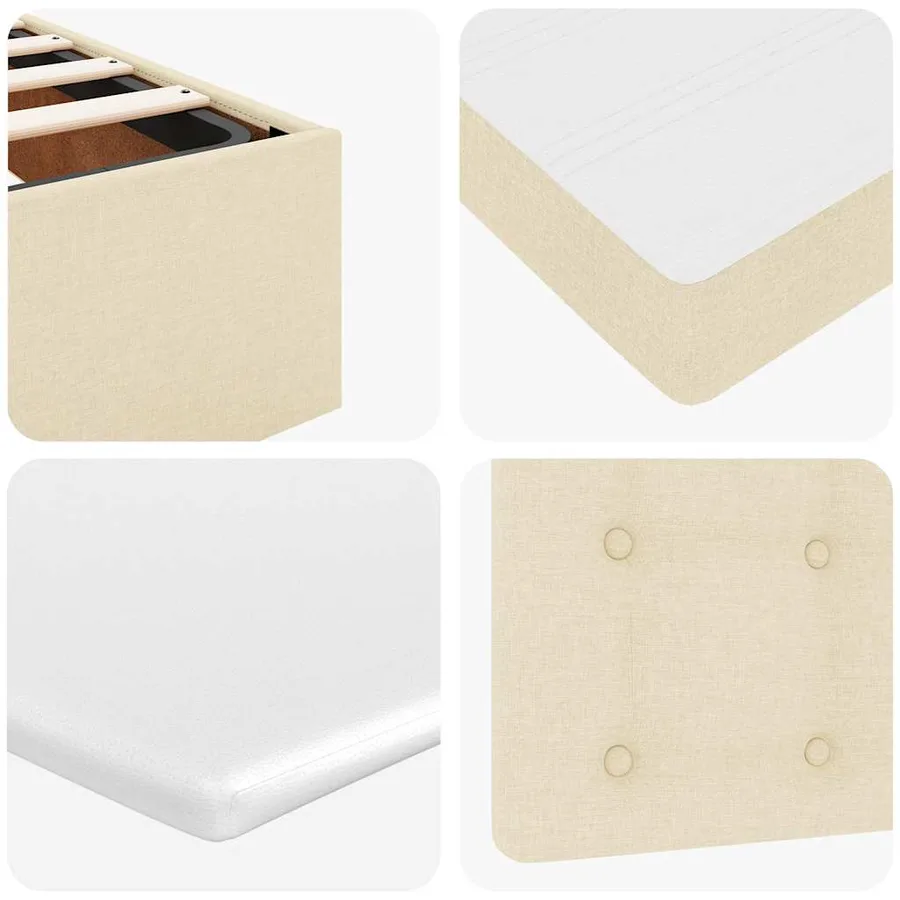Cadre de lit ottoman avec matelas crème 200x200 cm tissu - 14