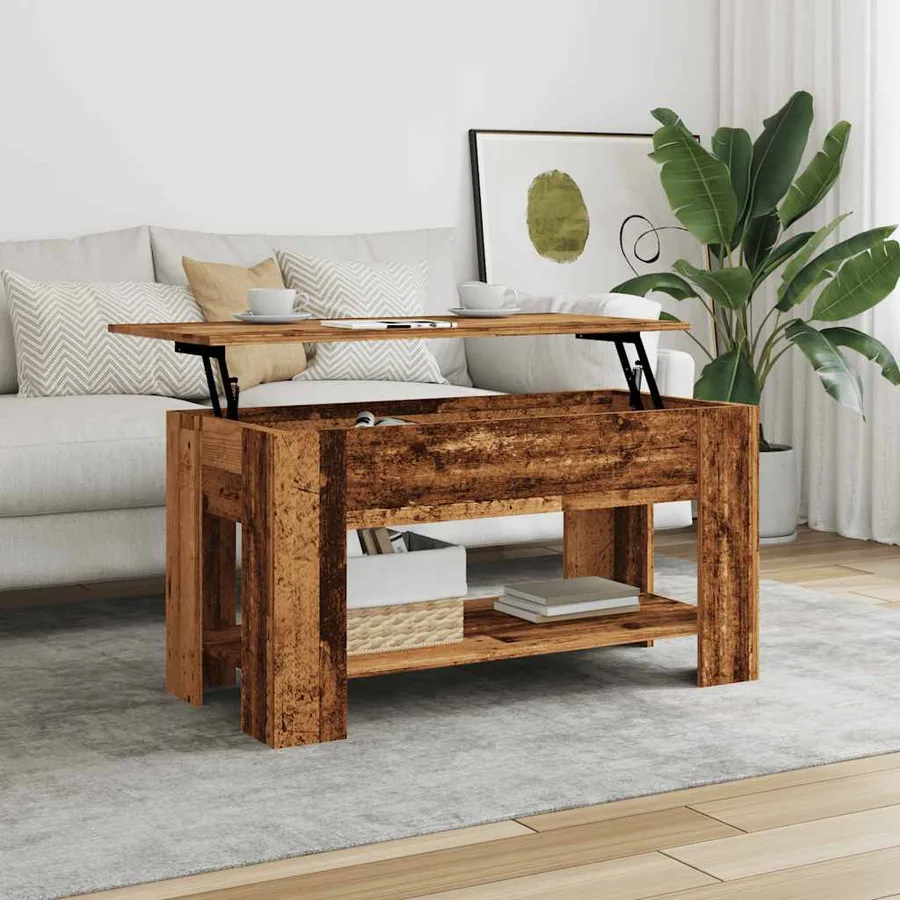 Table basse vieux bois 101x49x52 cm bois d'ingénierie - 2