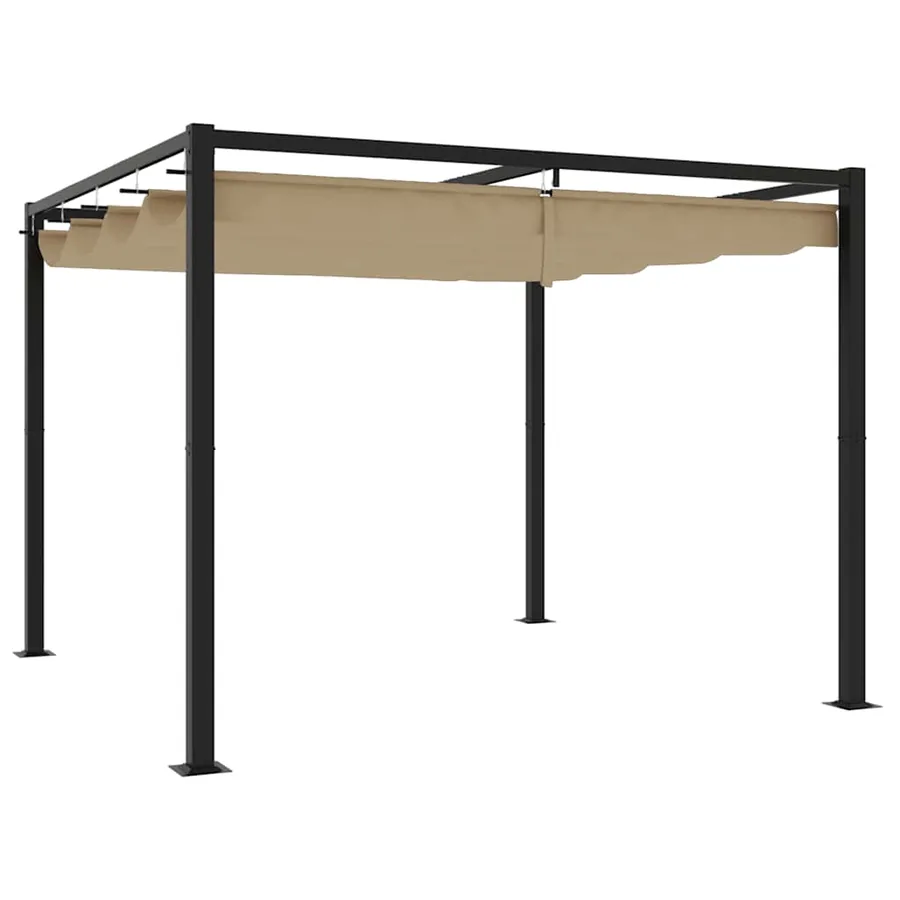 Tonnelle de jardin avec toit rétractable taupe 3x3 m acier
