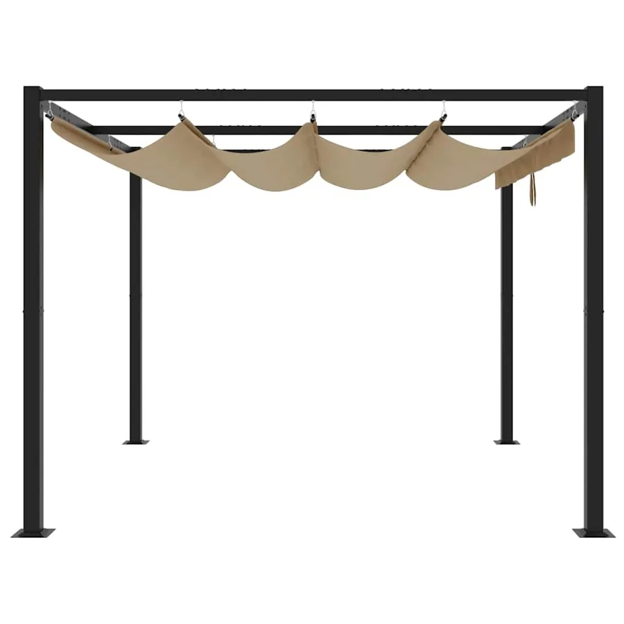 Tonnelle de jardin avec toit rétractable taupe 3x3 m acier - 4