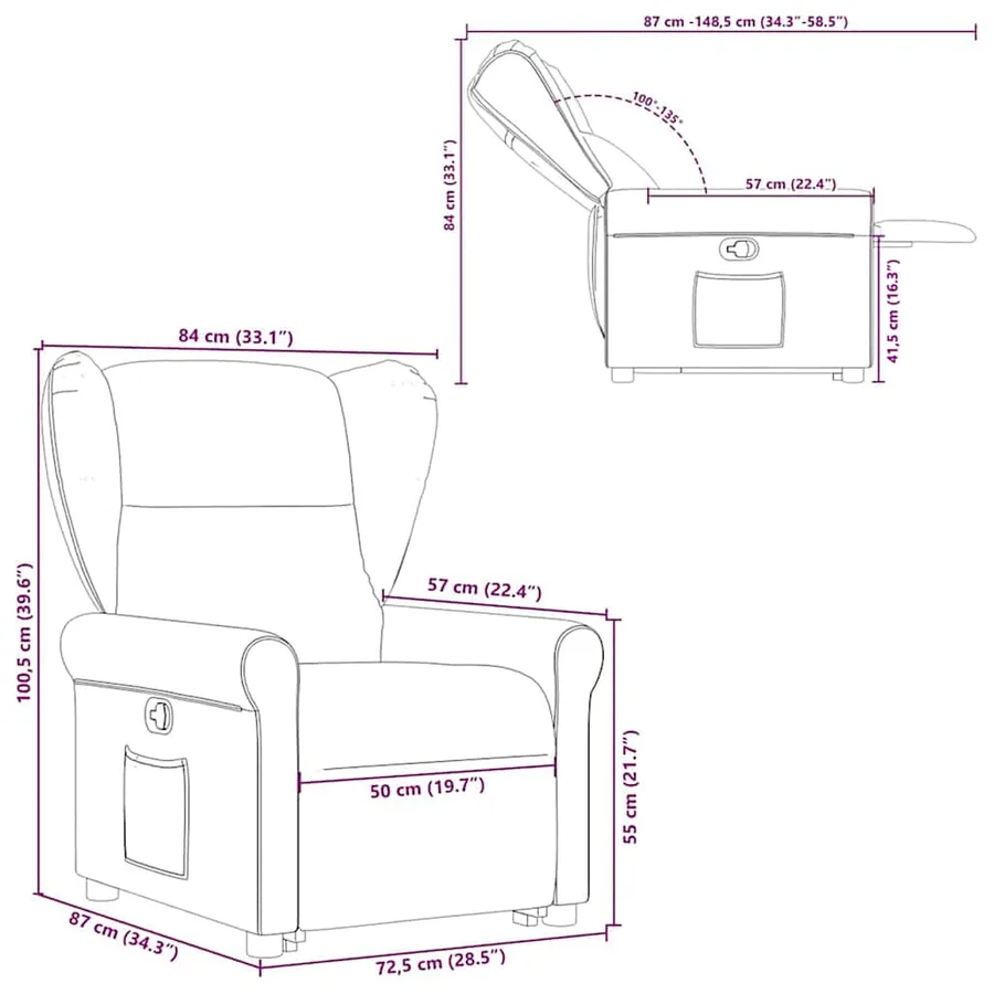 Fauteuil inclinable taupe tissu - 15