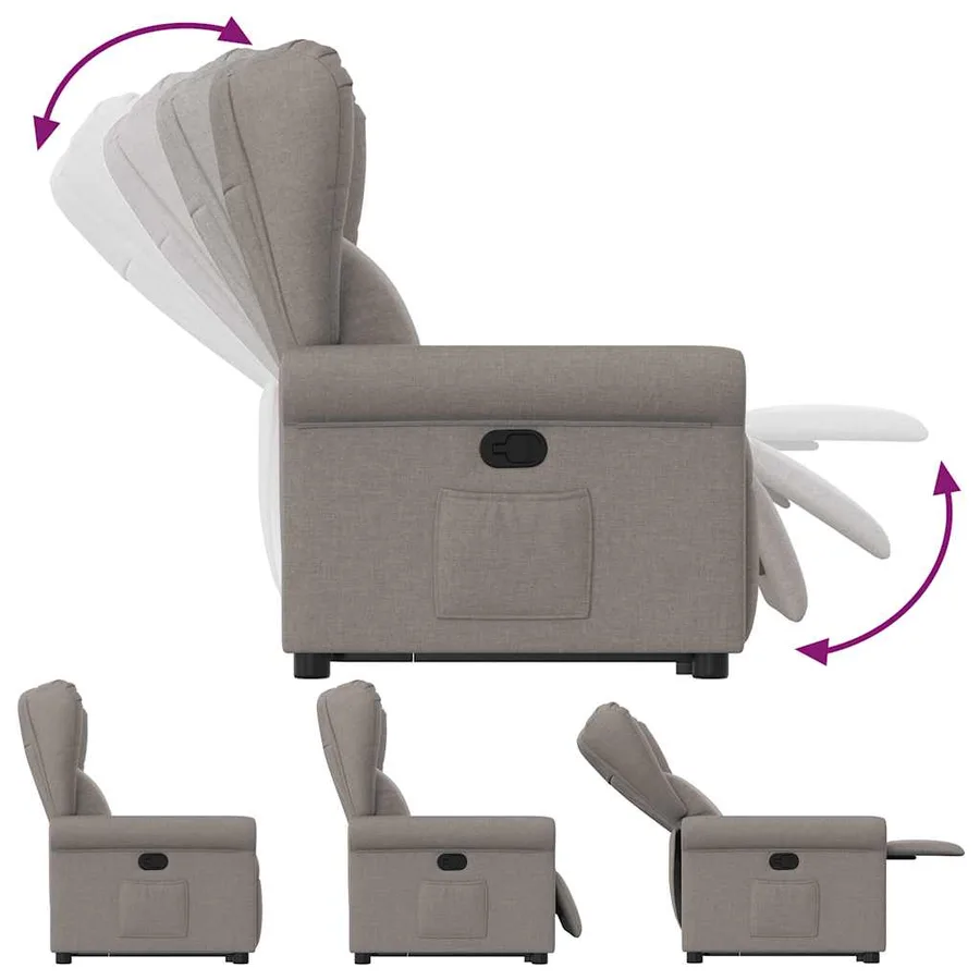 Fauteuil inclinable taupe tissu - 7