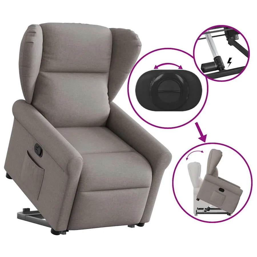 Fauteuil inclinable taupe tissu - 8
