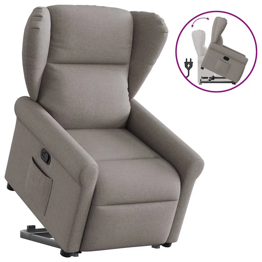 Fauteuil inclinable taupe tissu - 9