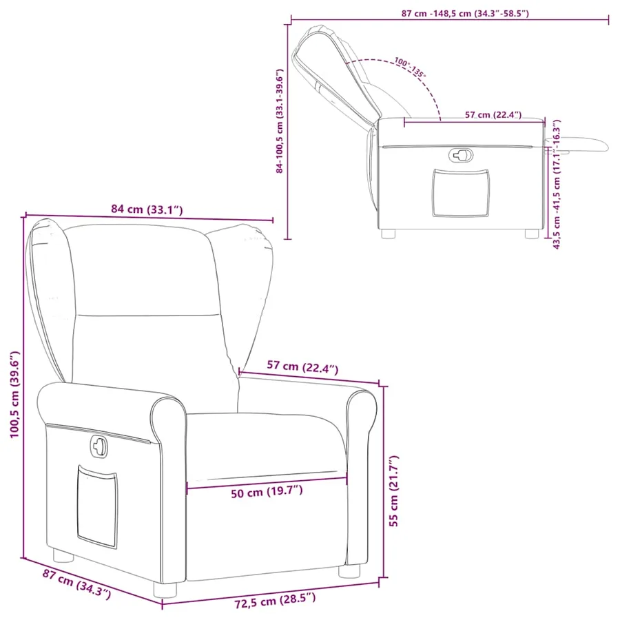 Fauteuil inclinable Rouge bordeaux Tissu - 11