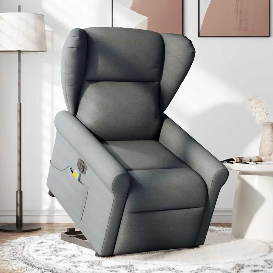 Fauteuil inclinable de massage électrique Gris foncé Tissu - 2