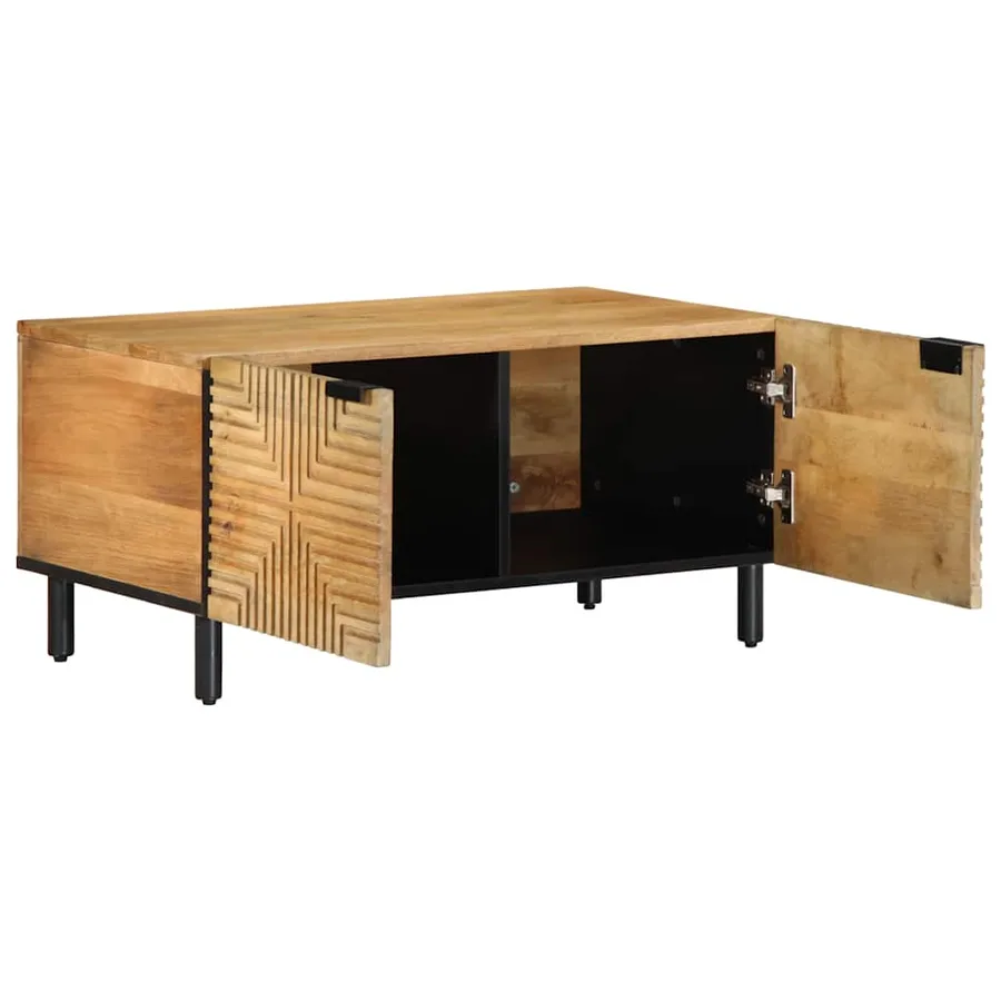 Table basse marron 80x50x40 cm bois de manguier massif - 3