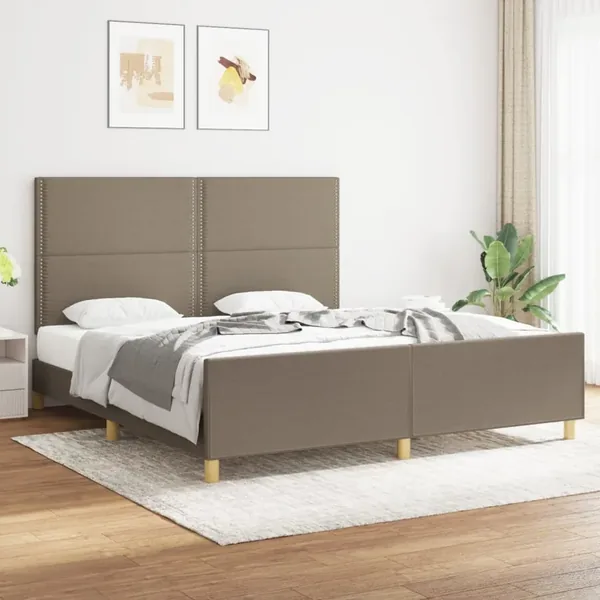Cadre de lit sans matelas taupe 180x200 cm tissu
