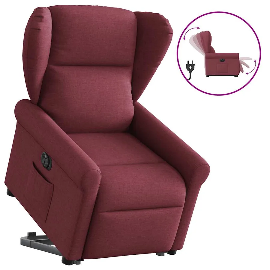 Fauteuil inclinable électrique rouge bordeaux tissu - 10